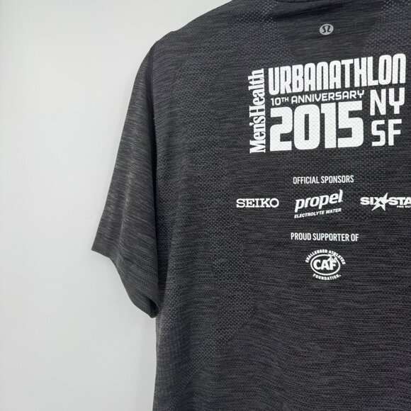 Lululemon Metal Vent Tech Short Sleeve Black Heather Urbanathlon Men’s Size Medi - Picture 13 of 15